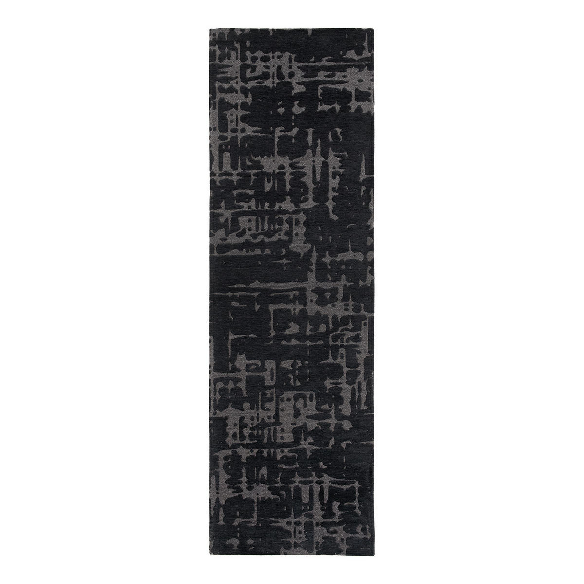 TEPPICH Black Water Structures 80/250 cm - Schwarz, Textil (80/250cm) - Louis De Poortere