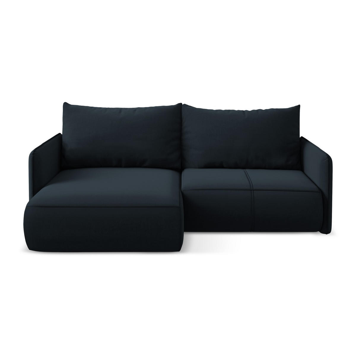 ECKSOFA mit Schlaffunktion Samt Stoff Blau - Blau/Schwarz, Kunststoff/Textil (148/207cm) - LaMiaSofa