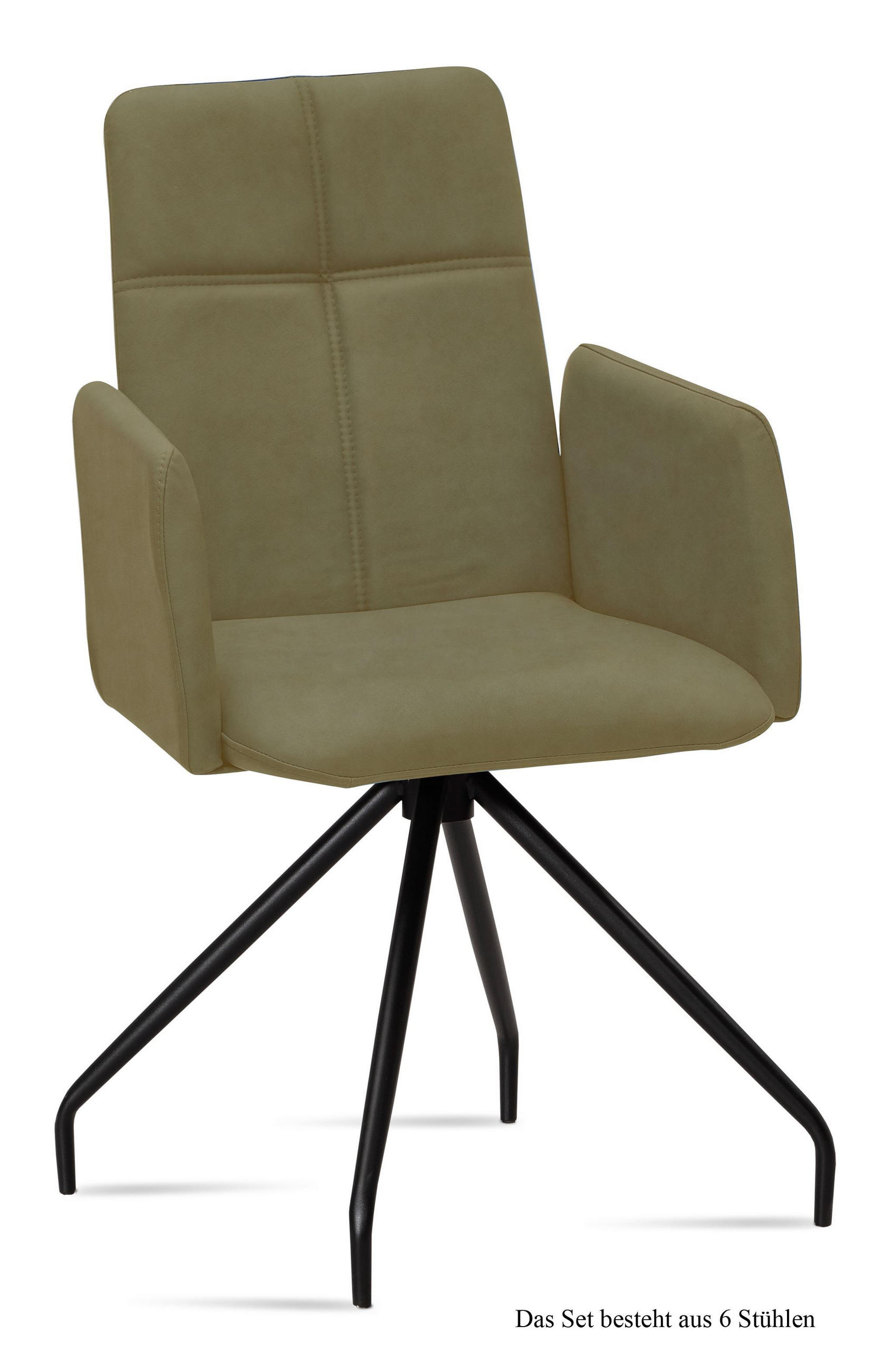 ARMLEHNSTUHL (6er-Set) Devaki 52x92x60 Schwarz/Olivgrün - Schwarz/Olivgrün, Kunststoff (60/92/52cm) - 58aufmkessel