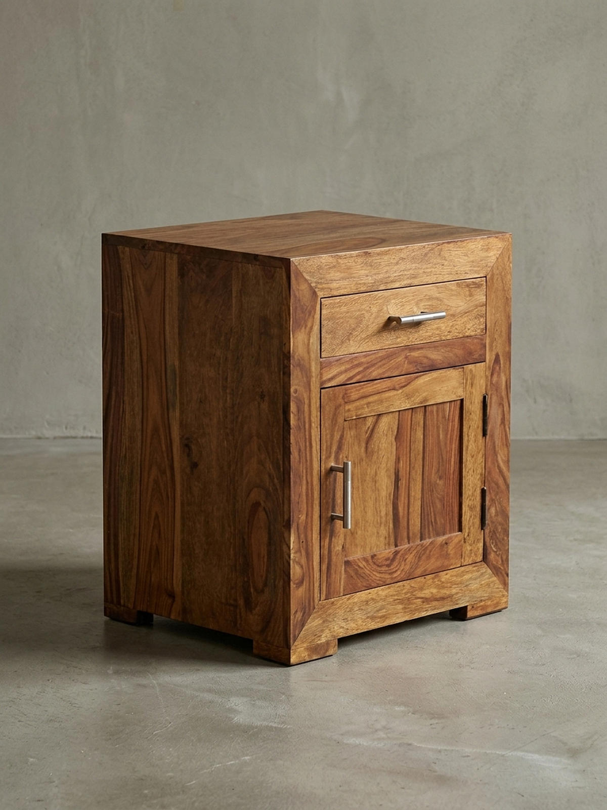 NACHTTISCH Massivholz Schublade Tür Landhausstil, Braun 50x40x60 cm - Braun, Holz/Metall (50/60/40cm) - KADIMA DESIGN