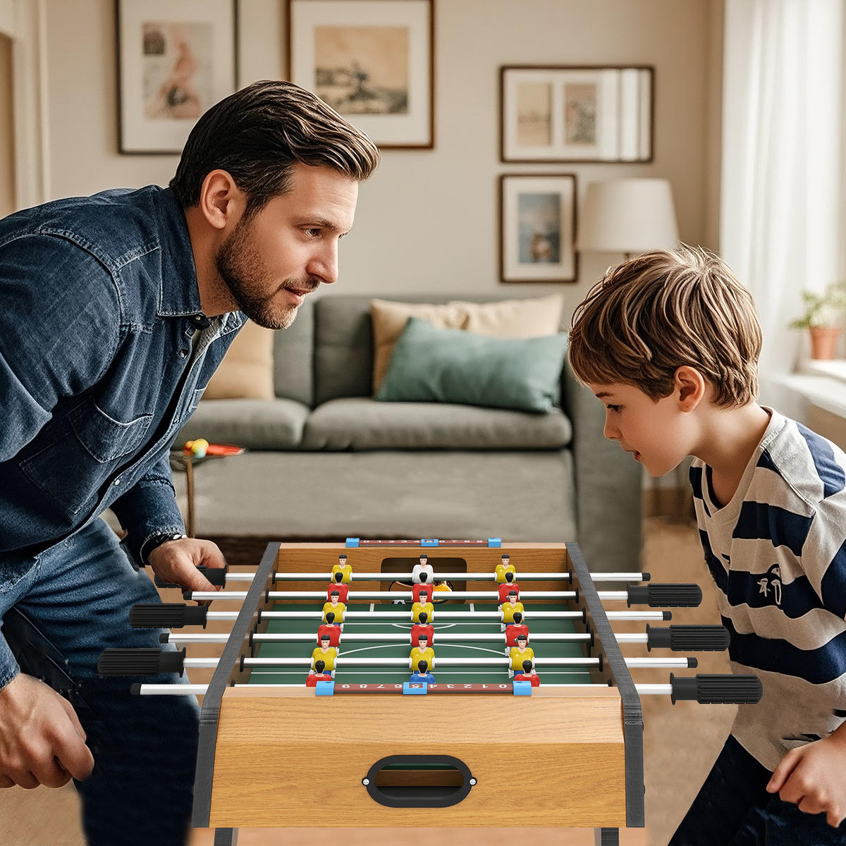TISCHFUSSBALL DE-10818 kompakt mit Scoreboards Braun - Naturfarben, Holzwerkstoff (36.5/69cm) - ComfortXL