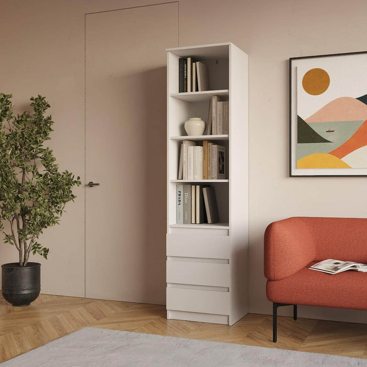 BÜCHERREGAL Weiß 50/200/43 - Weiß, Holzwerkstoff (50/200/43cm) - RAUMHIRSCH FURNITURE