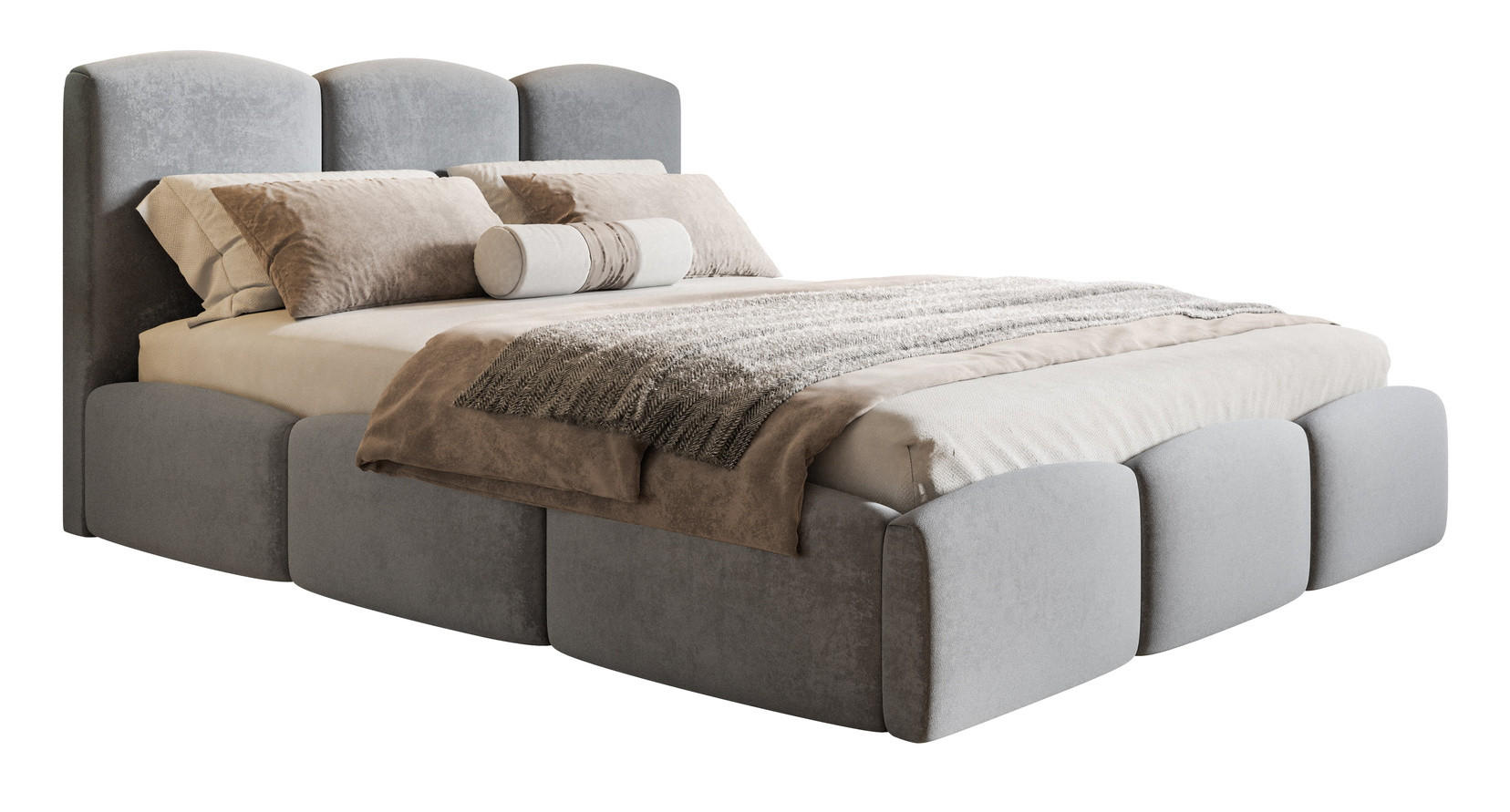 POLSTERBETT 180x200 Roma Slim mit Bettkasten, Lattenrost, Velvet Hellgrau - Hellgrau, Holz/Textil (180/200cm) - Emporius