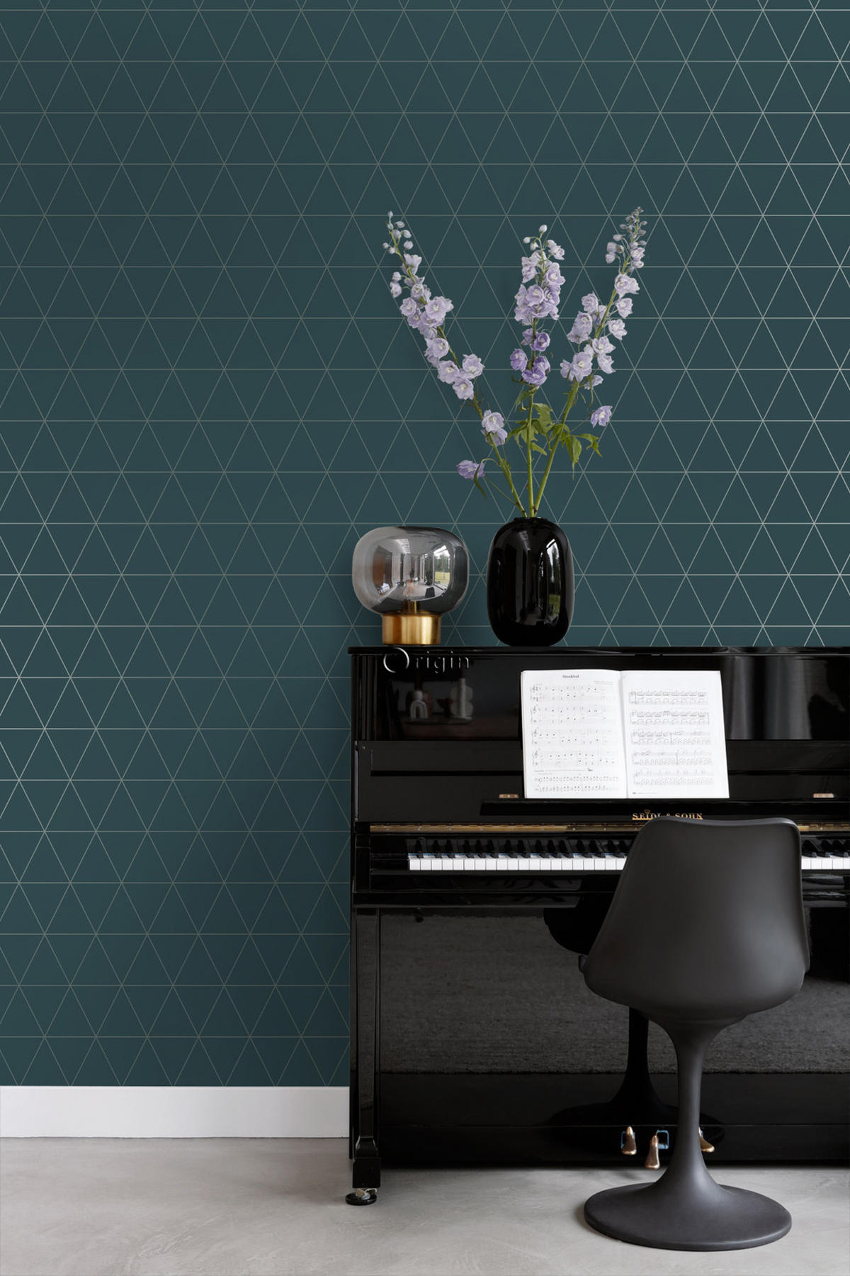 TAPETE grafische Dreiecke 53 cm x 10.05 m - Blau, Papier (53/1000cm) - Origin Wallcoverings