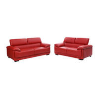 COUCHGARNITUR - 5 Personen - leder - rot Macelo - Rot, Leder (204/75/97cm) - Vente-Unique