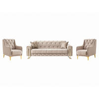 SITZGARNITUR Shimla, Beige Stellvariante 3+1+1 - Beige, Holzwerkstoff/Metall (220/80/100cm)