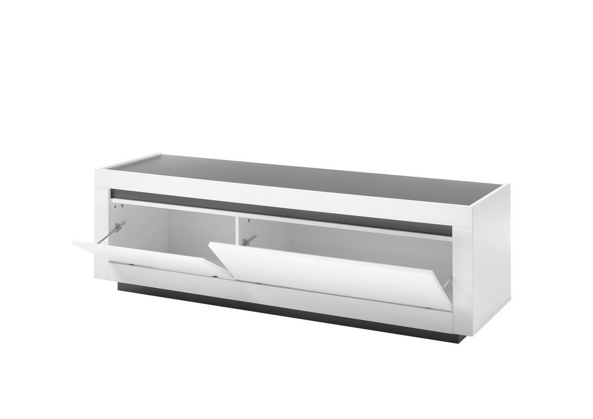 LOWBOARD M11 Weiß & Anthrazit 180/56/50 cm breit - Weiß, Holzwerkstoff (180/56/50cm) - Livojo
