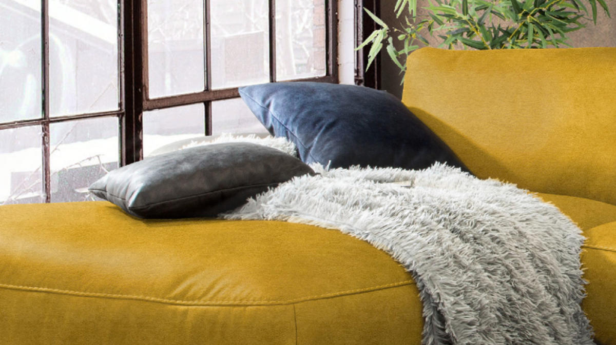 ECKSOFA MOTORISCH. RELAXFUNKTION LOLA Gold Webstoff - Goldfarben/Schwarz, Textil (233/178cm) - KAWOLA