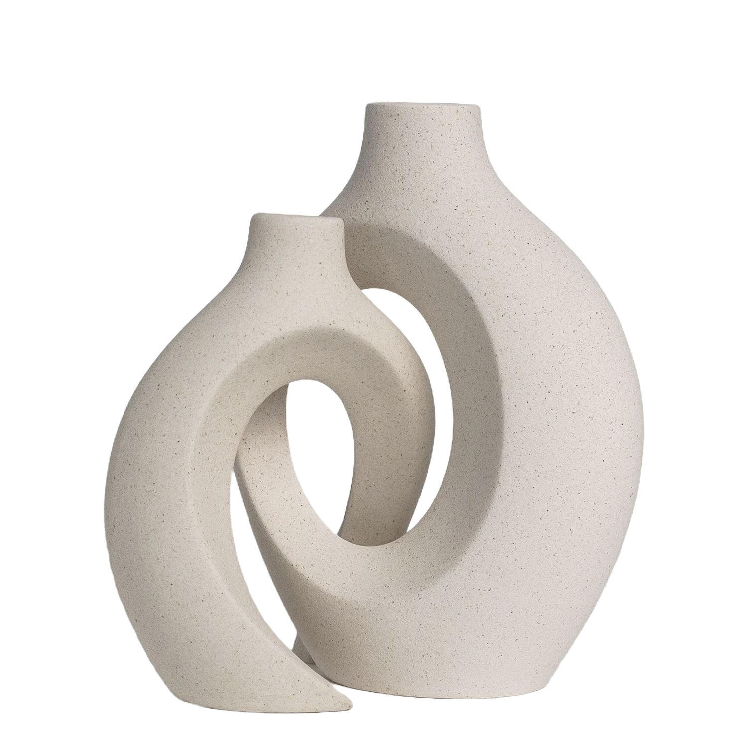 KERAMIK VASE (2er-Set) - Weiß, Keramik (22cm) - Intirilife
