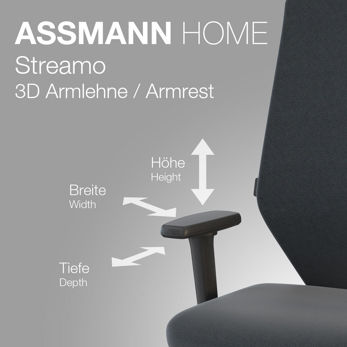 DREHSTUHL Bürostuhl Streamo mit Polsterrücken und Kopfstütze wie Sitz Schwarz Ergonomischer Polsterrücken - Schwarz, Textil (48/132/45cm) - ASSMANN