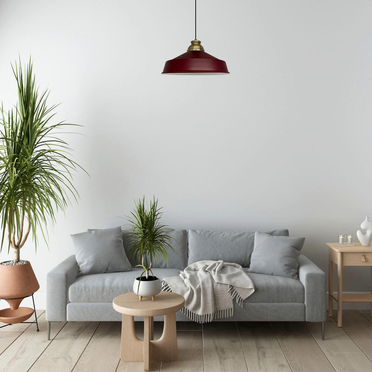 PENDELLEUCHTE Asletl 40/30 cm - Dunkelrot, Metall (30/40/21cm) - Bamyum