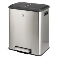 ABFALLEIMER je 15 Liter, silber - Edelstahlfarben, Metall (42.5/50/33.5cm) - eluno