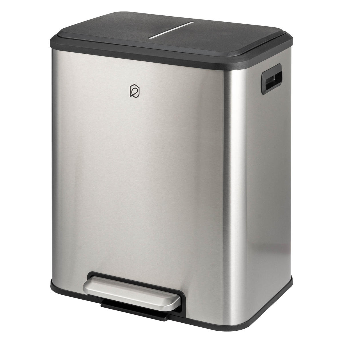 ABFALLEIMER je 15 Liter, silber - Edelstahlfarben, Metall (42.5/50/33.5cm) - eluno