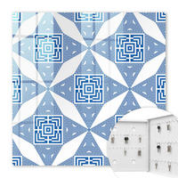 SCHLÜSSELBOX Weiß 30x30 cm – Türöffnung nach rechts - Geometrisches Muster - Blau, Metall (30/30/5cm) - TULUP