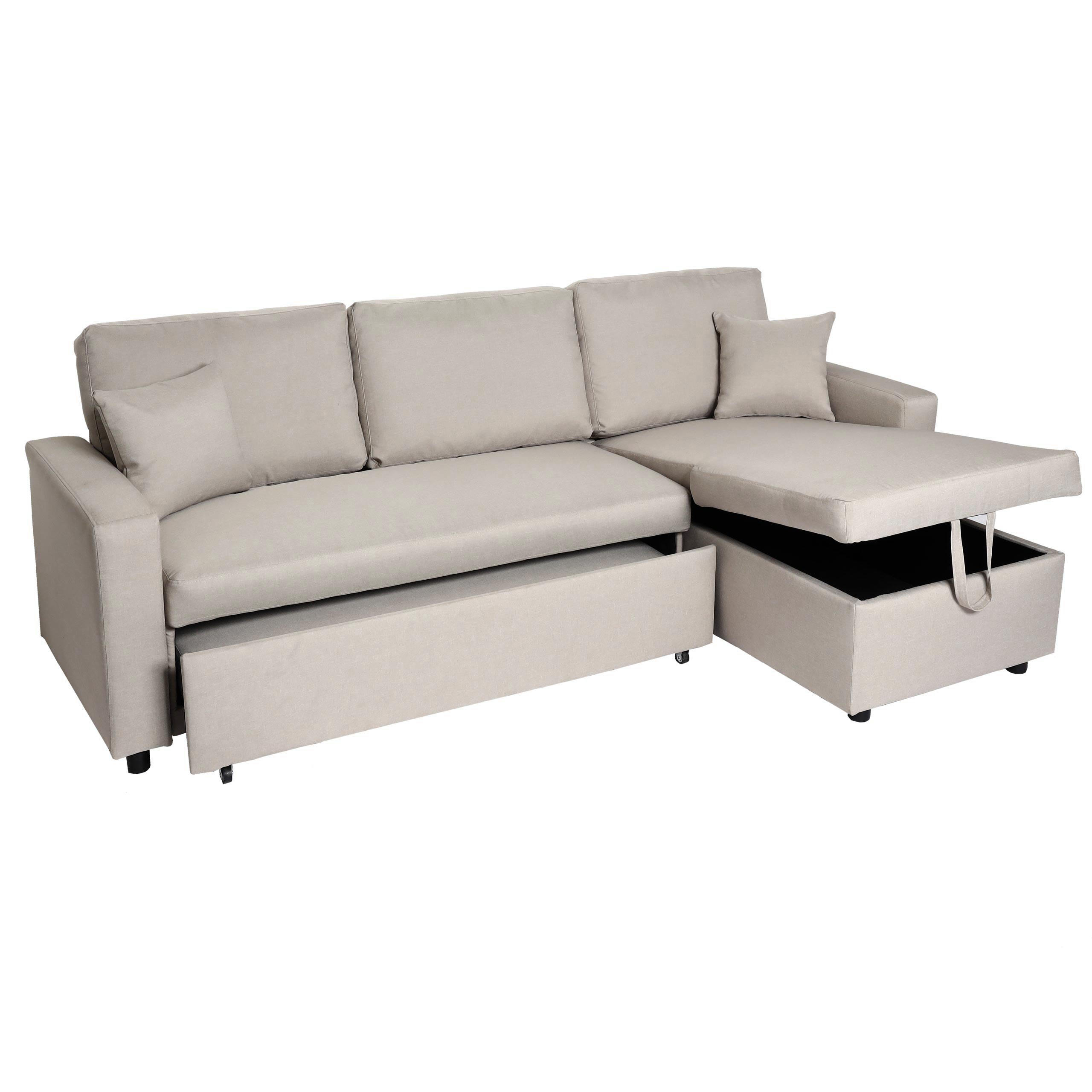 ECKSOFA MIT BETTKASTEN Beige - Beige, Textil (228/151cm) - MCW