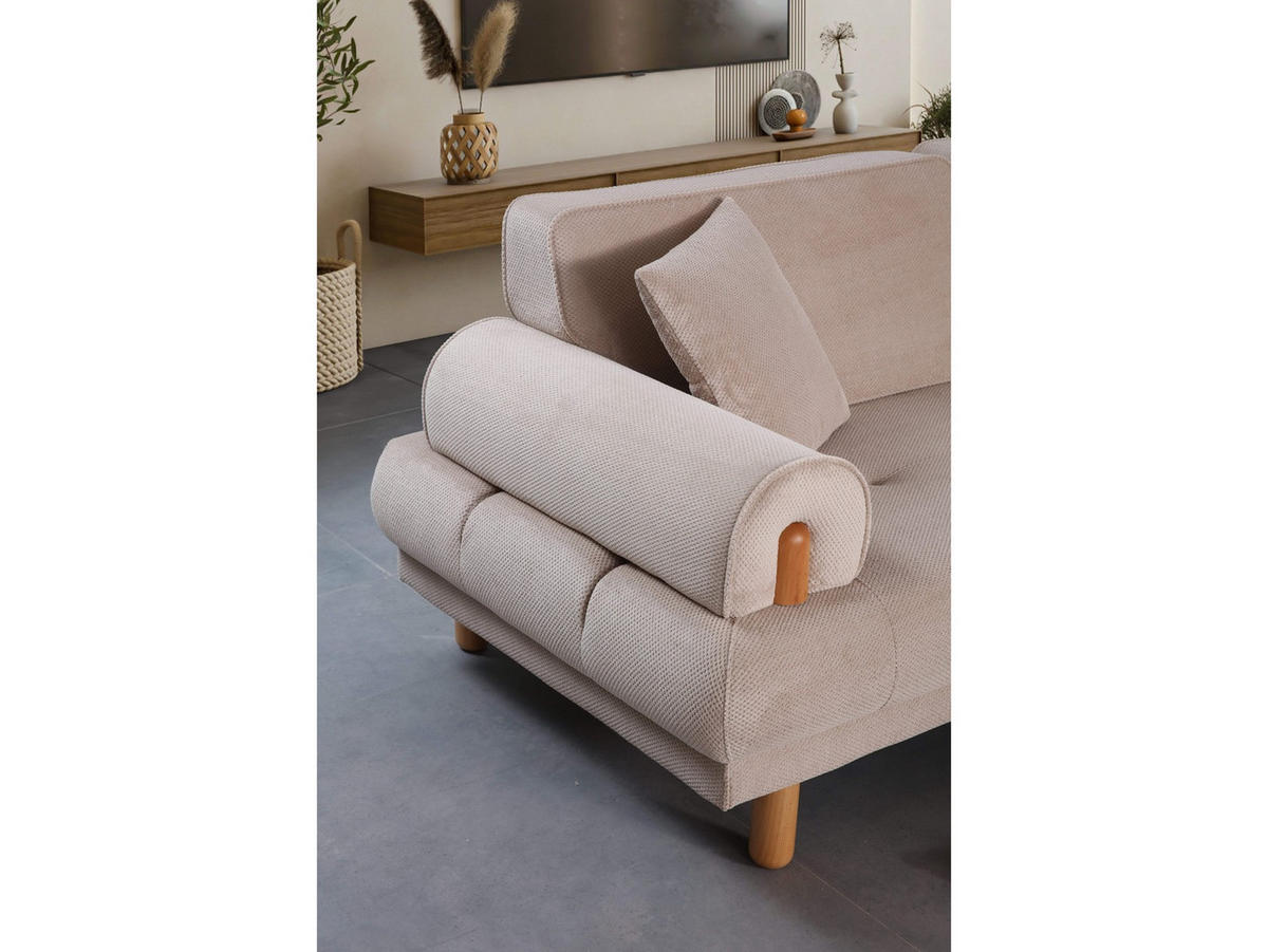 SOFA Selva 2-Sitzer Beige - Beige, Holz/Textil (195/85/85cm)