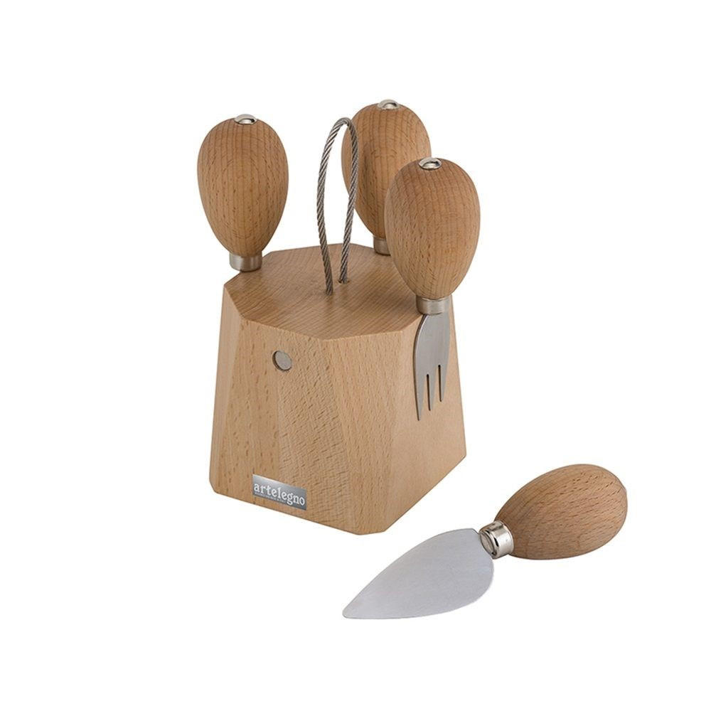 KÄSEMESSER Beige 17/9/17 cm AL66 - Beige, Holz (17cm) - ArteLegno