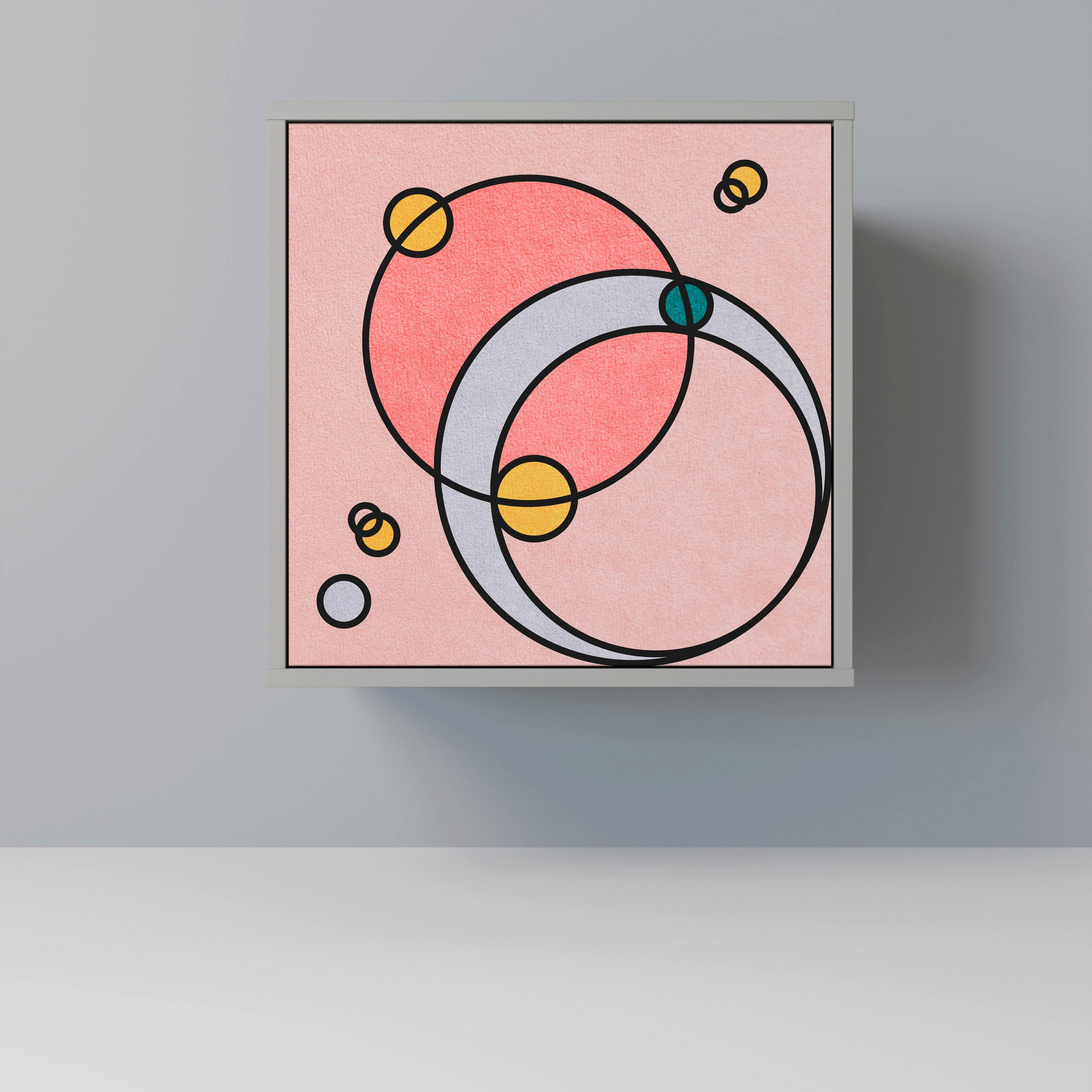SIDEBOARD GOSSAMER ECHOES, Grau, 57,5x42x57,5 cm, Ohne Füße - Multicolor/Grau, Holzwerkstoff (57.5/57.5/42cm) - SpaceRebels