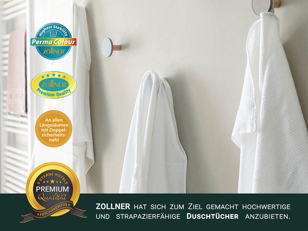 DUSCHTÜCHER, 3er-Set, 70x140 cm, 100% Baumwolle, Weiß - Weiß, Textil (70/140cm) - Zollner