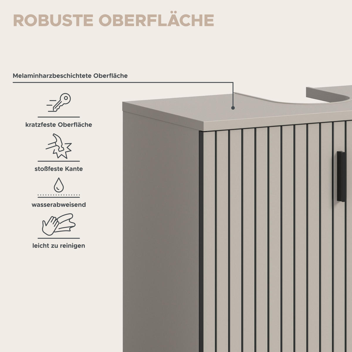 WASCHBECKENUNTERSCHRANK MONE (B/H/T: ca. 60/59/30 cm) in Kaschmir/Kaschmir - Kaschmir, Holzwerkstoff (60/59/30cm)
