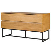 GARDEROBENBANK - Echtholzfurnier / Eisen - - Eichefarben/Schwarz, Holzwerkstoff (90/48/35cm) - home24