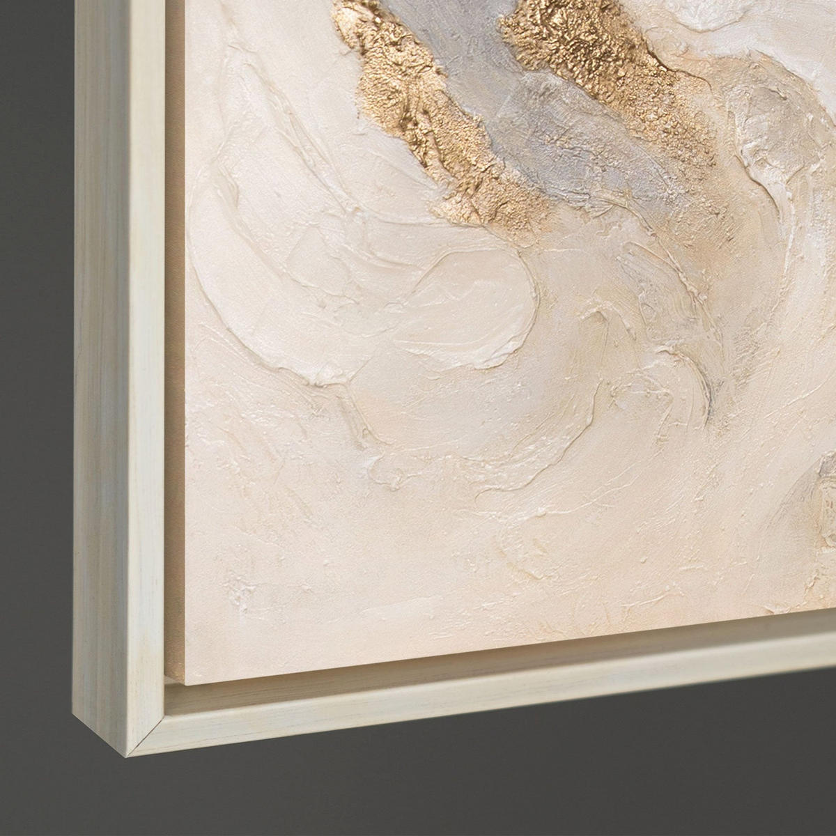 GEMÄLDE Strahlende Ströme Schattenfugenrahmen Beige 120x80 cm - Beige, Holz (120/80cm) - YS-art gallery