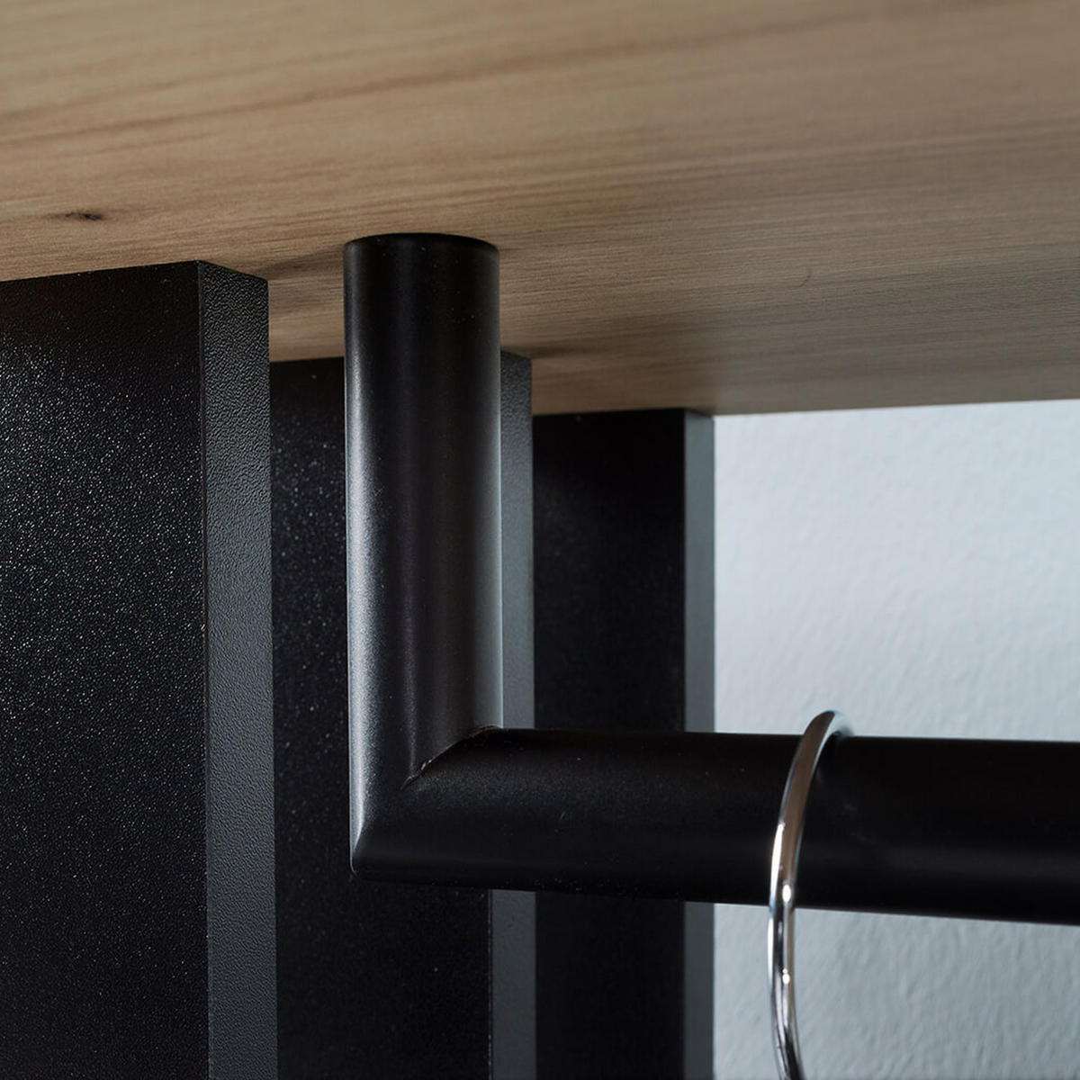 GARDEROBE Milo 100 x 189,4 x 33 cm Eiche Artisan/Schwarz - Schwarz, Holzwerkstoff/Metall (100/189.4/33cm) - Koseto