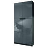 BÜROSCHRANK Logan Fronten in Grau Hochglanz - Grau, Holzwerkstoff (82/185/37cm) - Vladon