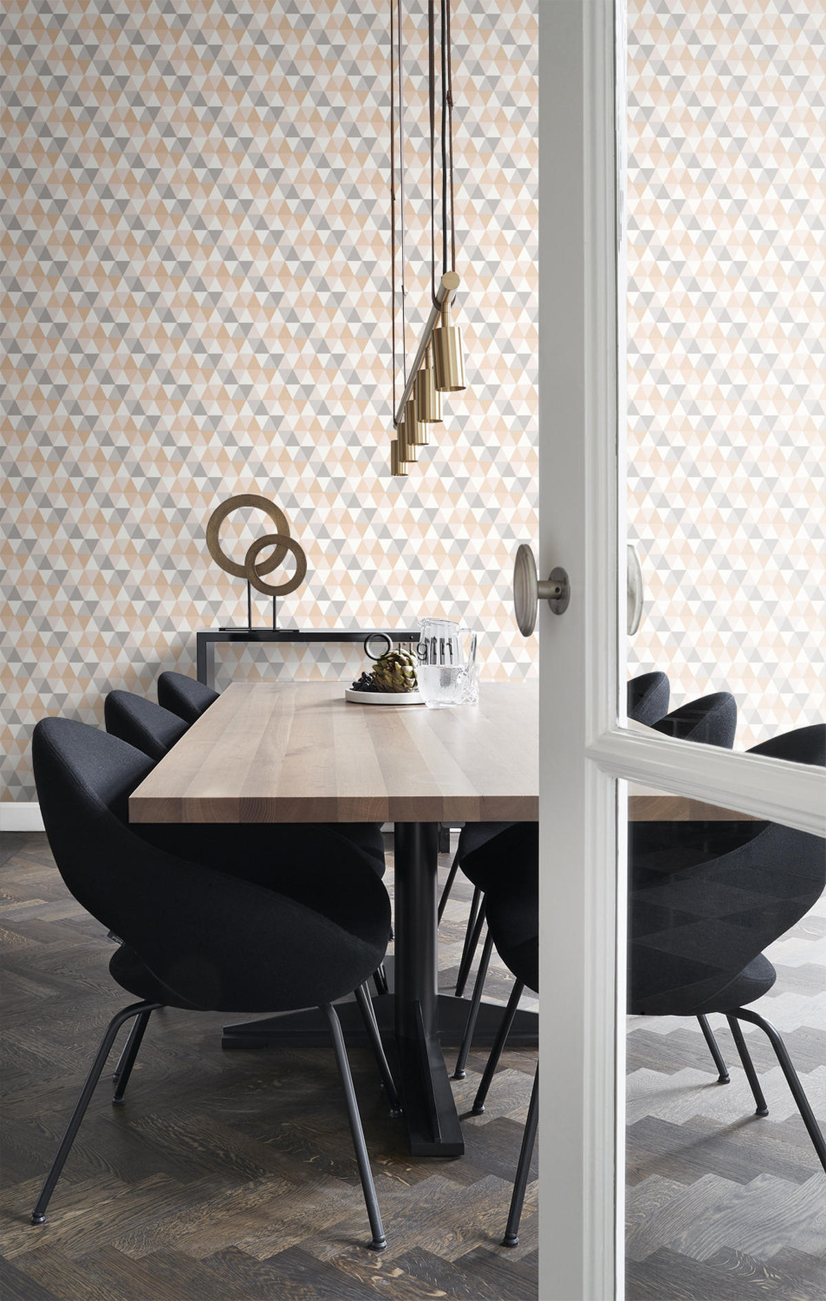 TAPETE grafische Dreiecke 53 cm x 10.05 m - Beige, Papier (53/1000cm) - Origin Wallcoverings