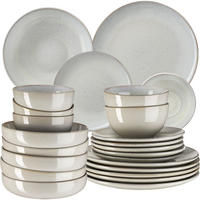 TAFELSERVICE Mare, ineinander stapelbar, grau - Grau, Keramik (26.5/2.5/26.5cm) - tectake