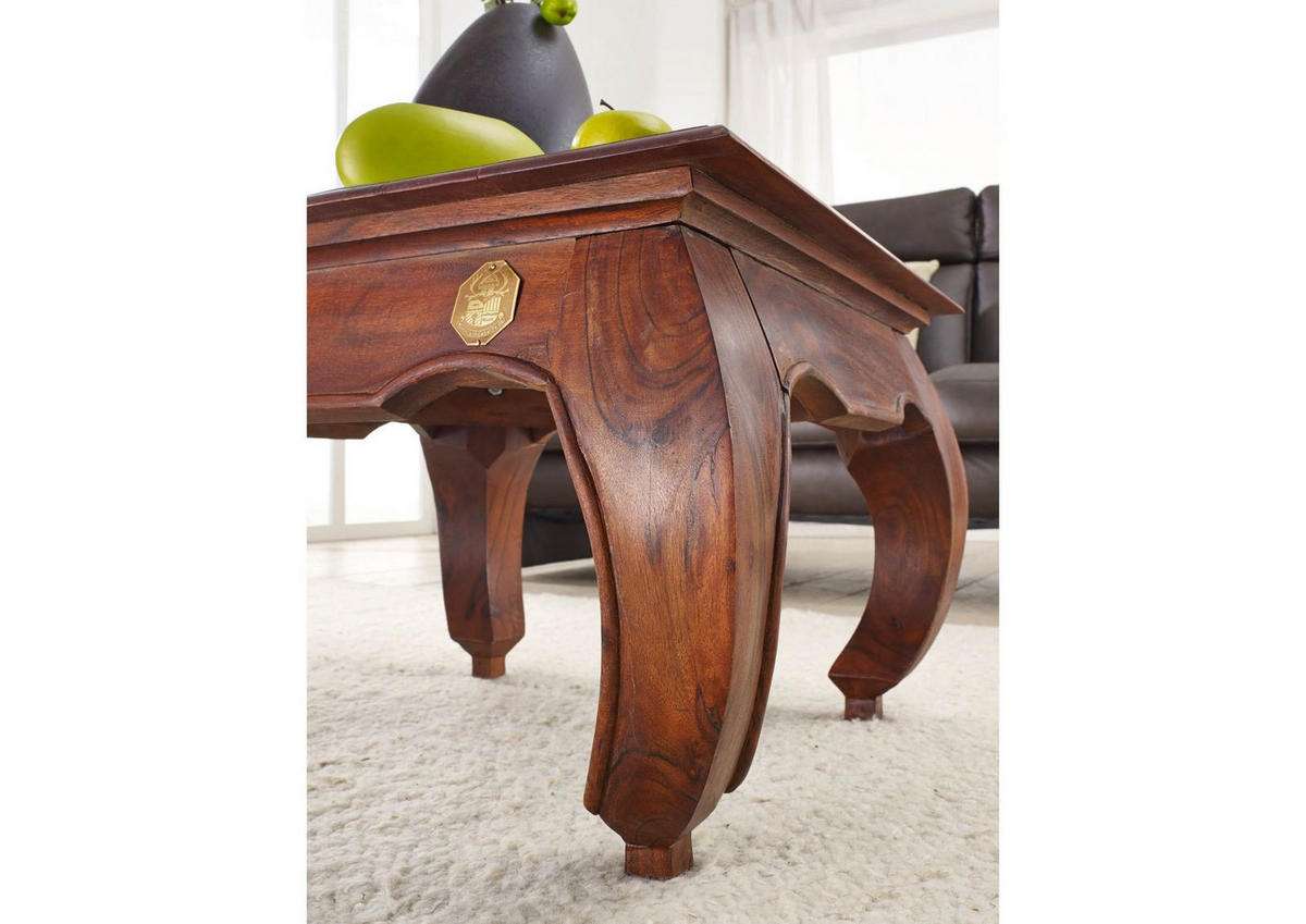 COUCHTISCH Akazie 60x60x40 nougat lackiert OPIUM #612 - Dunkelbraun, Holz (60/60/41cm) - Massivmoebel24