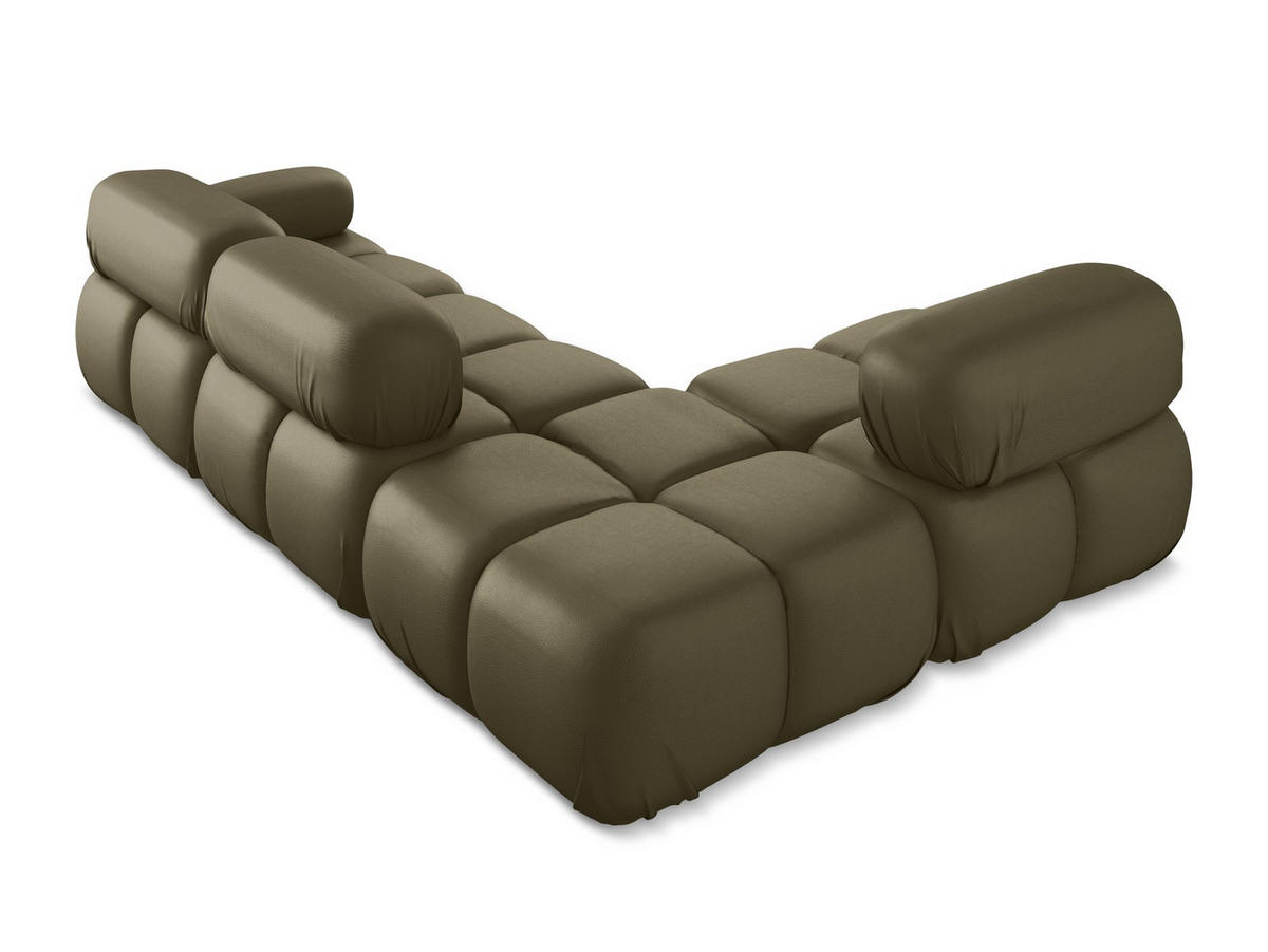 ECKSOFA Links Kunstleder Grün - Schwarz/Olivgrün, Leder/Kunststoff (190/285cm) - Makamii