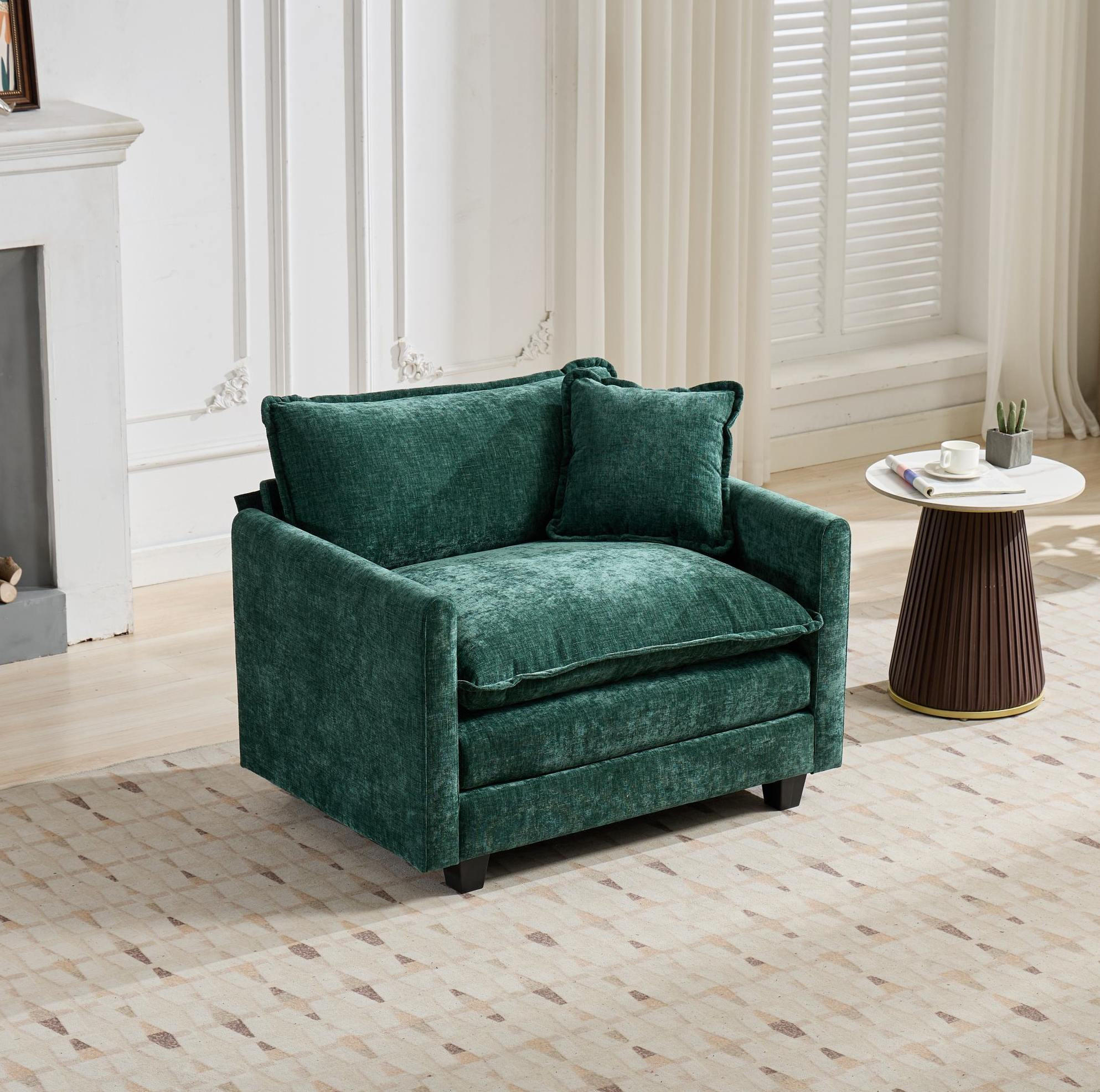 SESSEL aus Chenille in Grün mit modularem Design - Grün, Textil (75/84/108cm) - Modfu