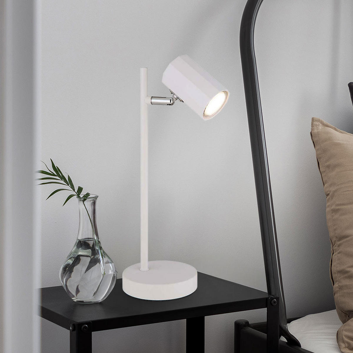 TISCHLEUCHTE James Weiß Flexibel Verstellbar - Weiß, Metall (16.5/12/35cm) - Globo Lighting