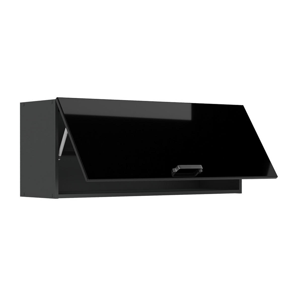 HÄNGESCHRANK R-Line, Schwarz Hochglanz/Anthrazit, 100 cm Flach - Schwarz Hochglanz/Anthrazit, Holzwerkstoff (100/40/31cm) - Vicco