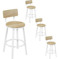 BARHOCKER 4er Set, Metallgestel, Helle Holzoptik - Ahornfarben/Weiß, Holzwerkstoff/Metall (51.5/89/51.5cm) - Woltu
