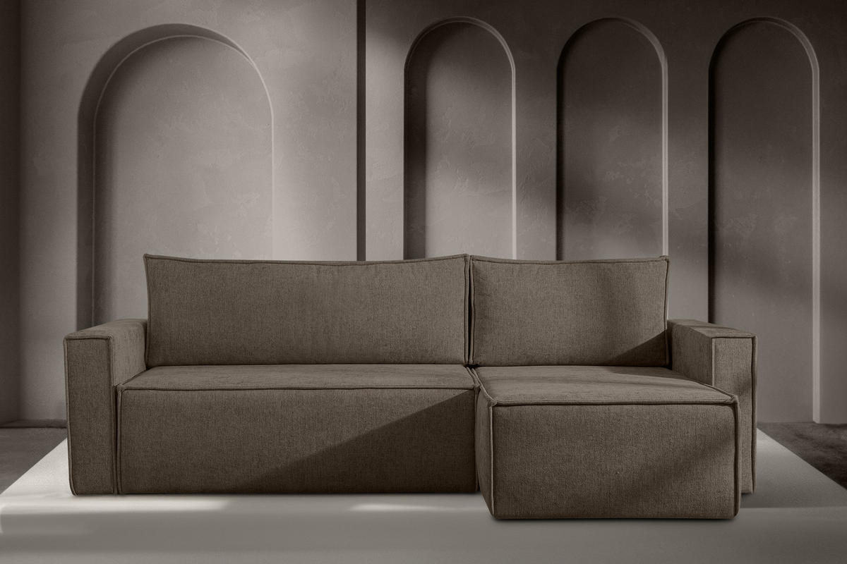 UNIVERSAL-ECKSOFA NAPI II mit Schlaffunktion, braun - Braun, Textil (246/148cm) - KONSIMO®