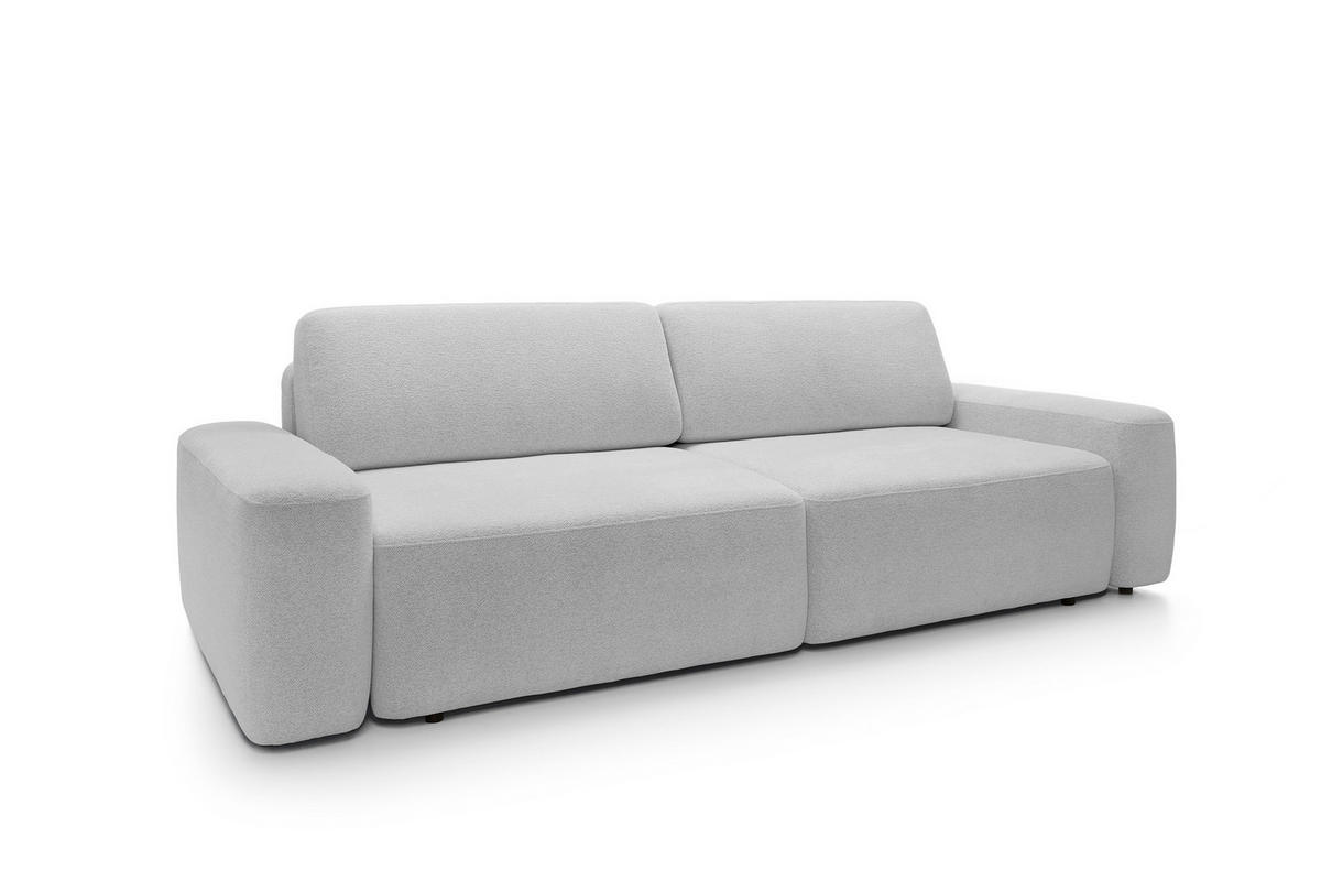 SOFA 4-Sitzer freistehend, Bettzeugcontainer, Polsterung aus PUR-Schaum, Stoff Raven, Schlaffunktion: 120x200 cm, Größe: 257x82x105 cm, Esche - Hellgrau, Holz/Textil (257/82/105cm) - DomoHome