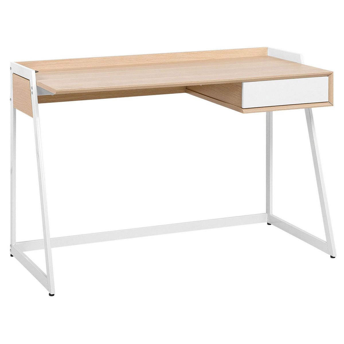 SCHREIBTISCH weiß/heller Holzfarbton 120/60/82 cm Quito - Weiß, Holzwerkstoff (60/120/82cm) - Beliani