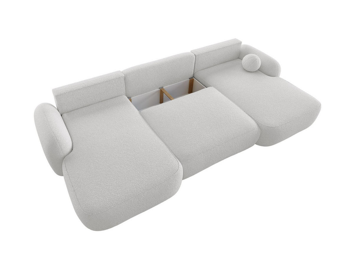 WOHNLANDSCHAFT MOLLY U TERRA FROTTE 00 mit Schlaffunktion - Weiß, Textil (366/94/175cm) - Bedante