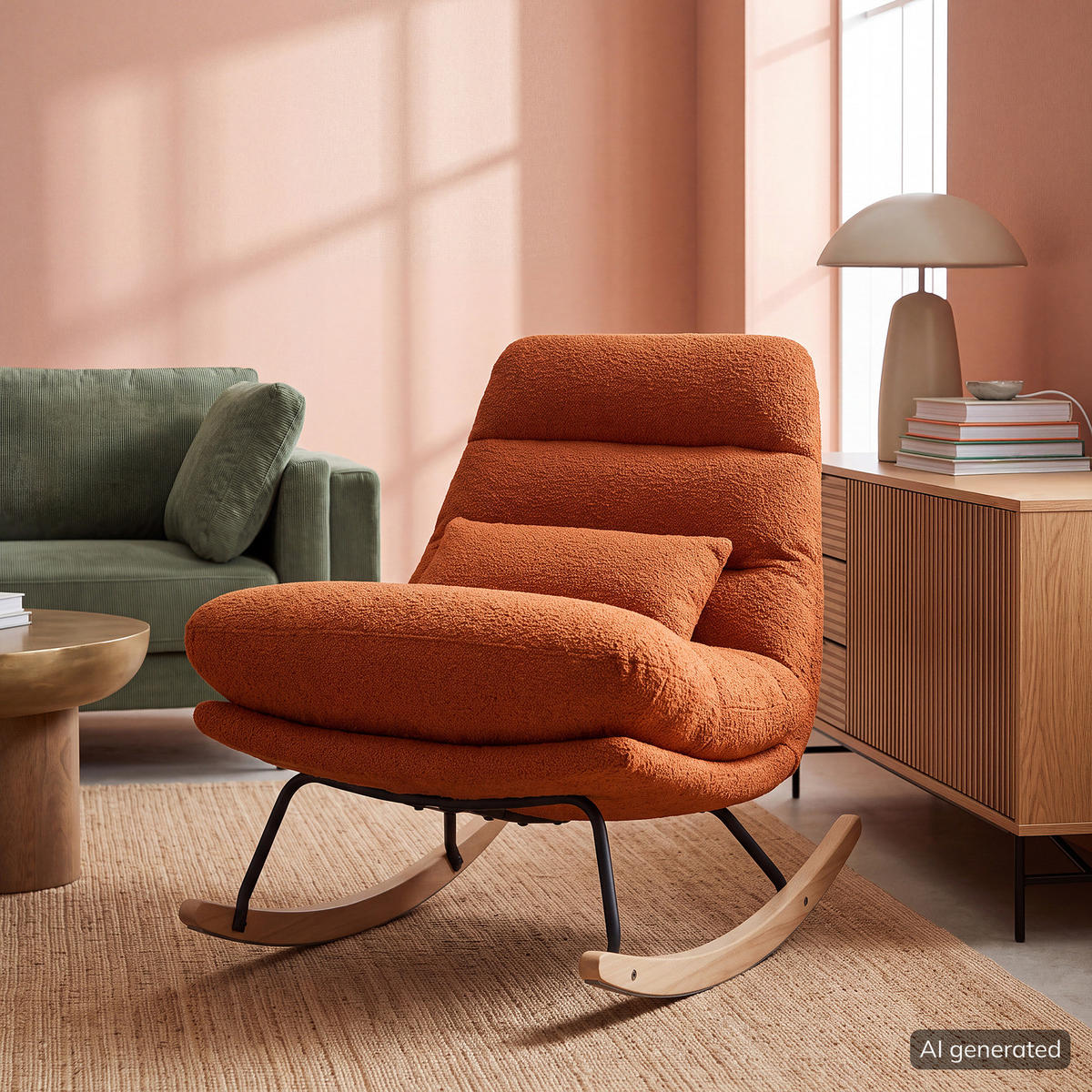 SCHAUKELSESSEL - Metall / Textil - Terracotta, Textil/Metall (82/83/89cm) - home24