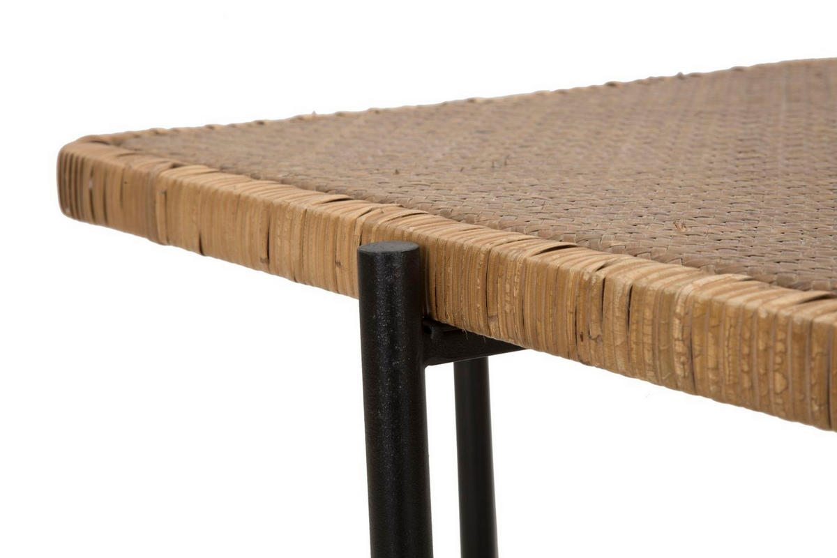 COUCHTISCH Cebu, mehrfarbig, Eisen und Rattan, 75 x 55 x 46,5 cm - Multicolor, Naturmaterialien/Metall (55/75/46.5cm) - Mauro Ferretti