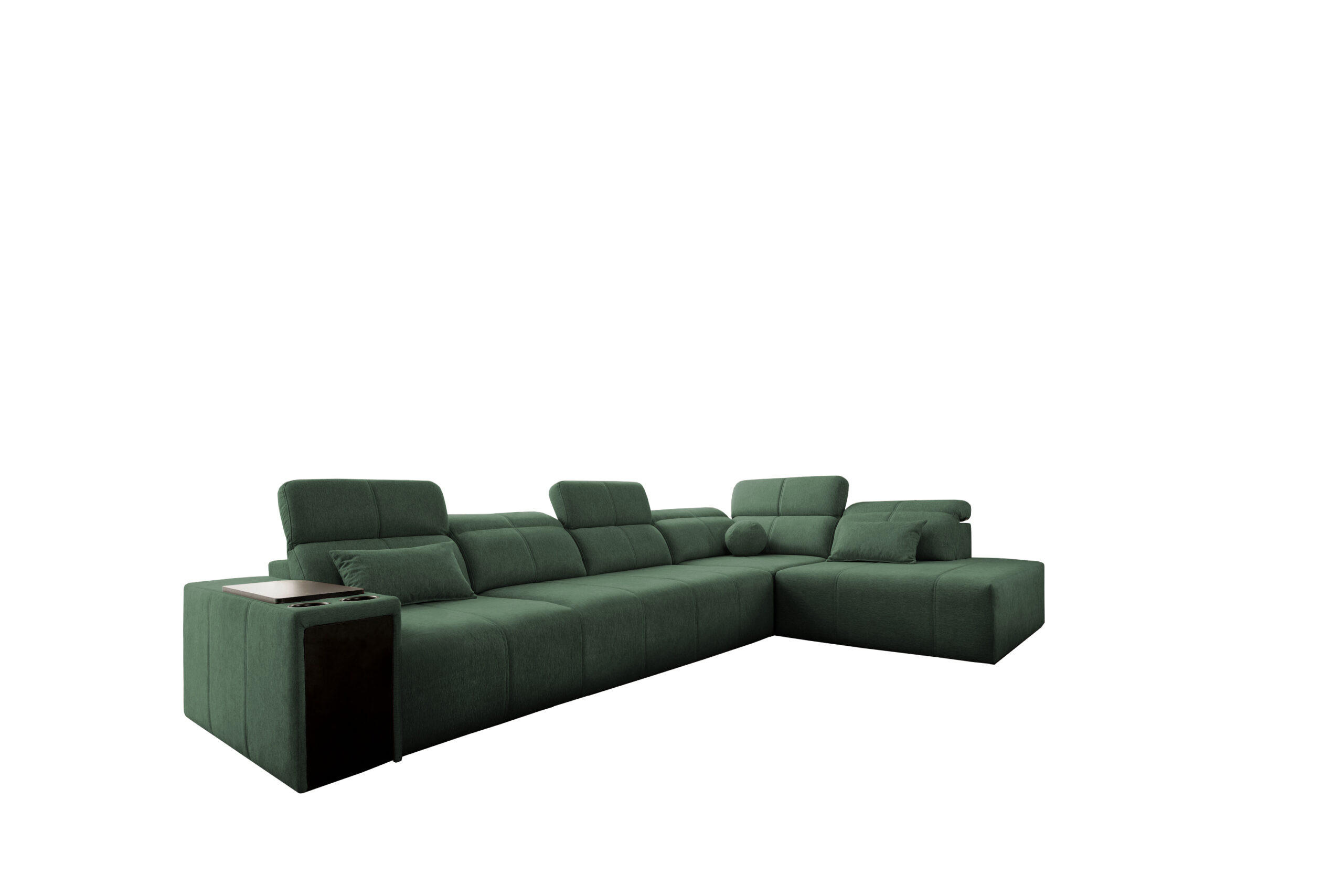 ECKSOFA L-Form Mindy XI Mit Schlaffunktion Und Verstellbarer Rückenlehne Stoff Verita Grün Rechts - Grün, Holz/Textil (350/230cm) - Kaiser Möbel