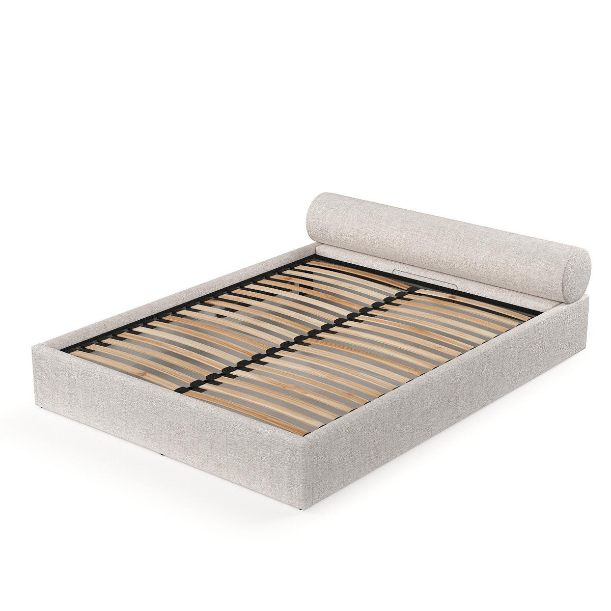 POLSTERBETT Solvo mit Stauraum 200/200 cm Hellbeige im Neve Stoff - Beige/Schwarz, Holz/Holzwerkstoff (200/200cm) - AltaBeds