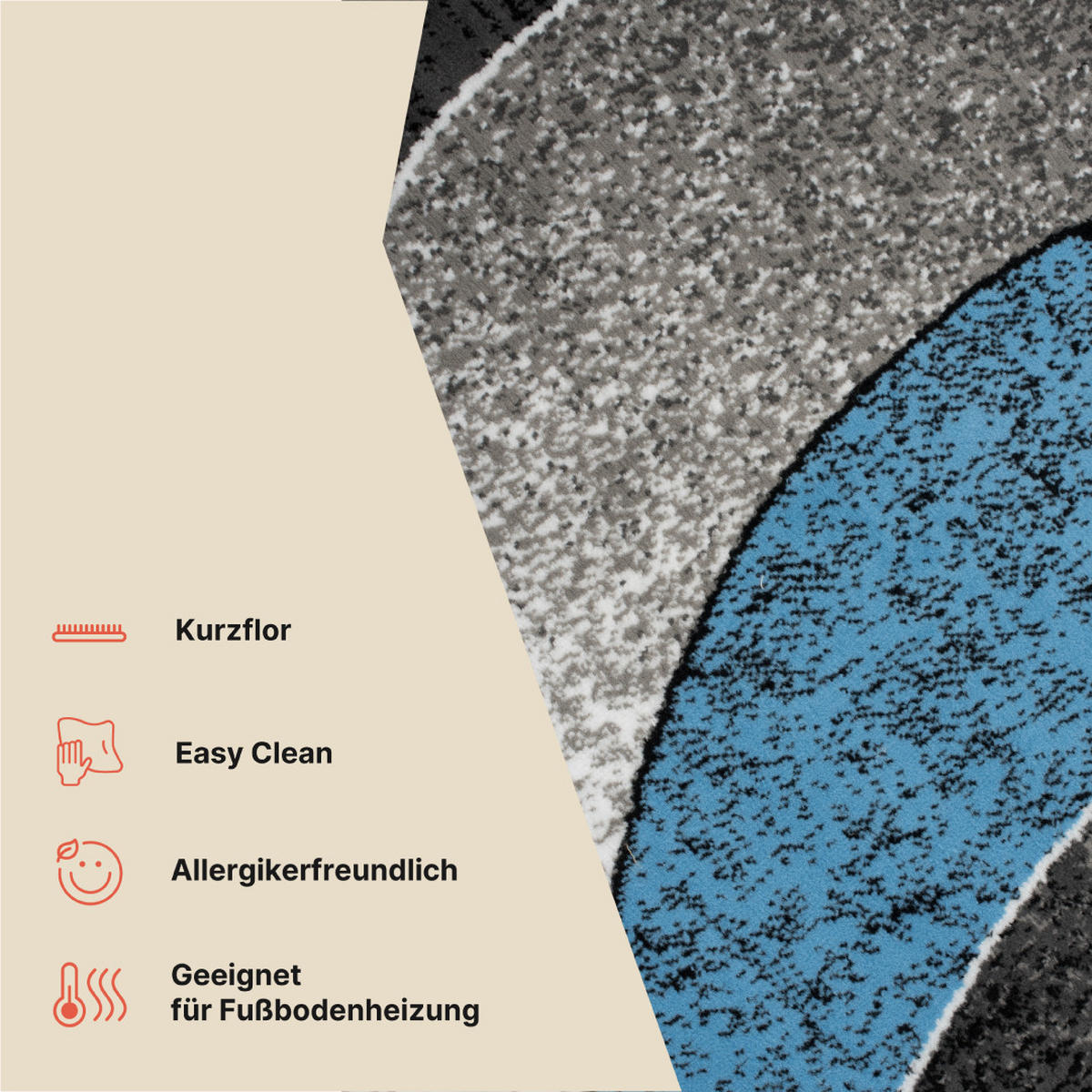 TEPPICH DREAM Grau Blau 220/300 cm - Blau, Textil (220/300cm) - Tapiso