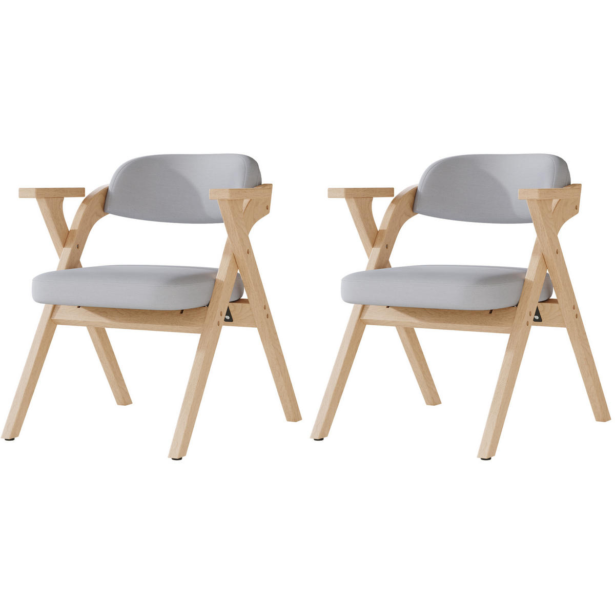KLAPPSTUHL-SET 6-teilig Grau aus Massivholz mit Armlehnen - Grau, Holz (66.5/76/63.5cm) - MIVRAY
