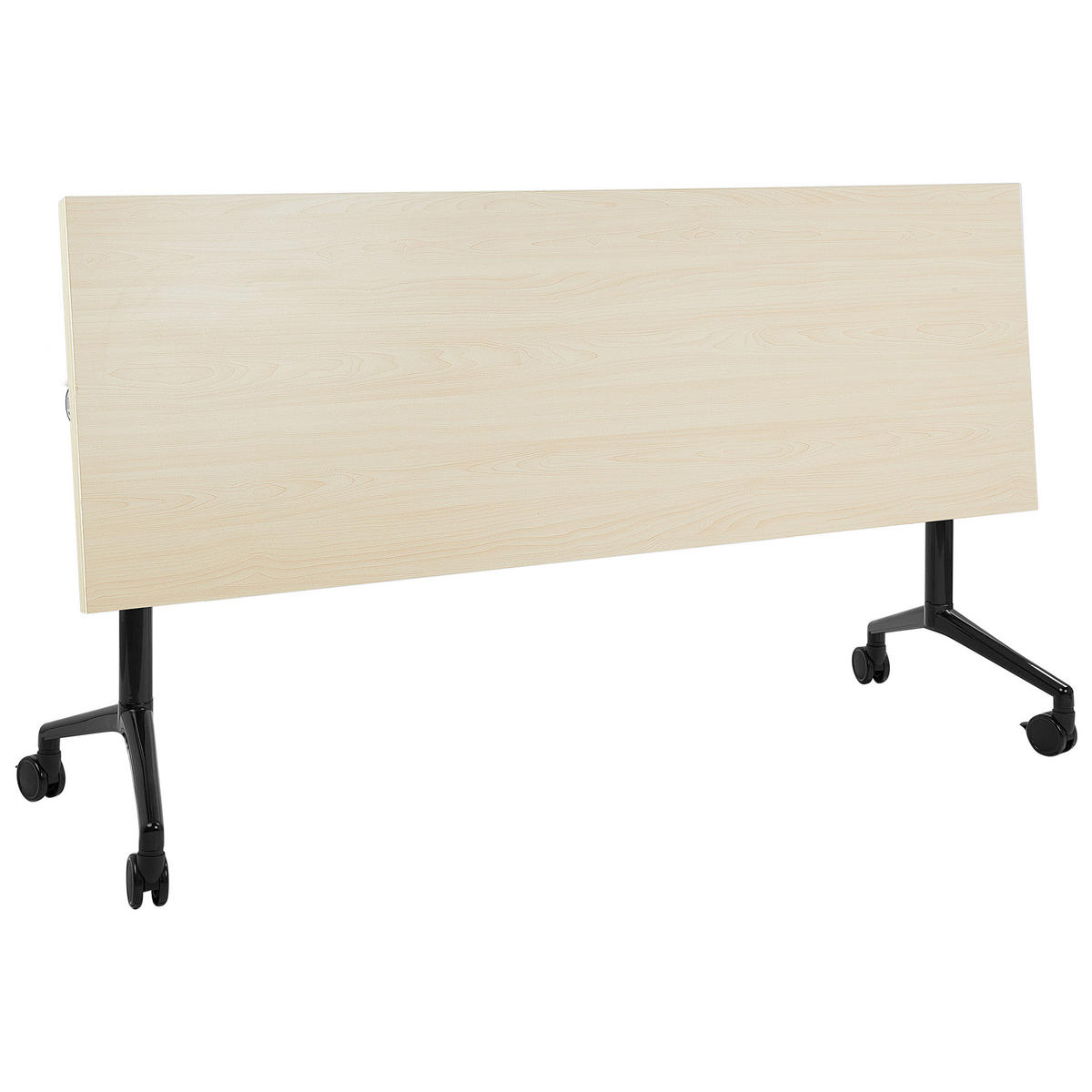 PSACÍ STŮL Skládací Světle hnědý 180/60 cm s kolečky Cavi - černá/hnědá, kompozitní dřevo (60/180/75cm) - Beliani