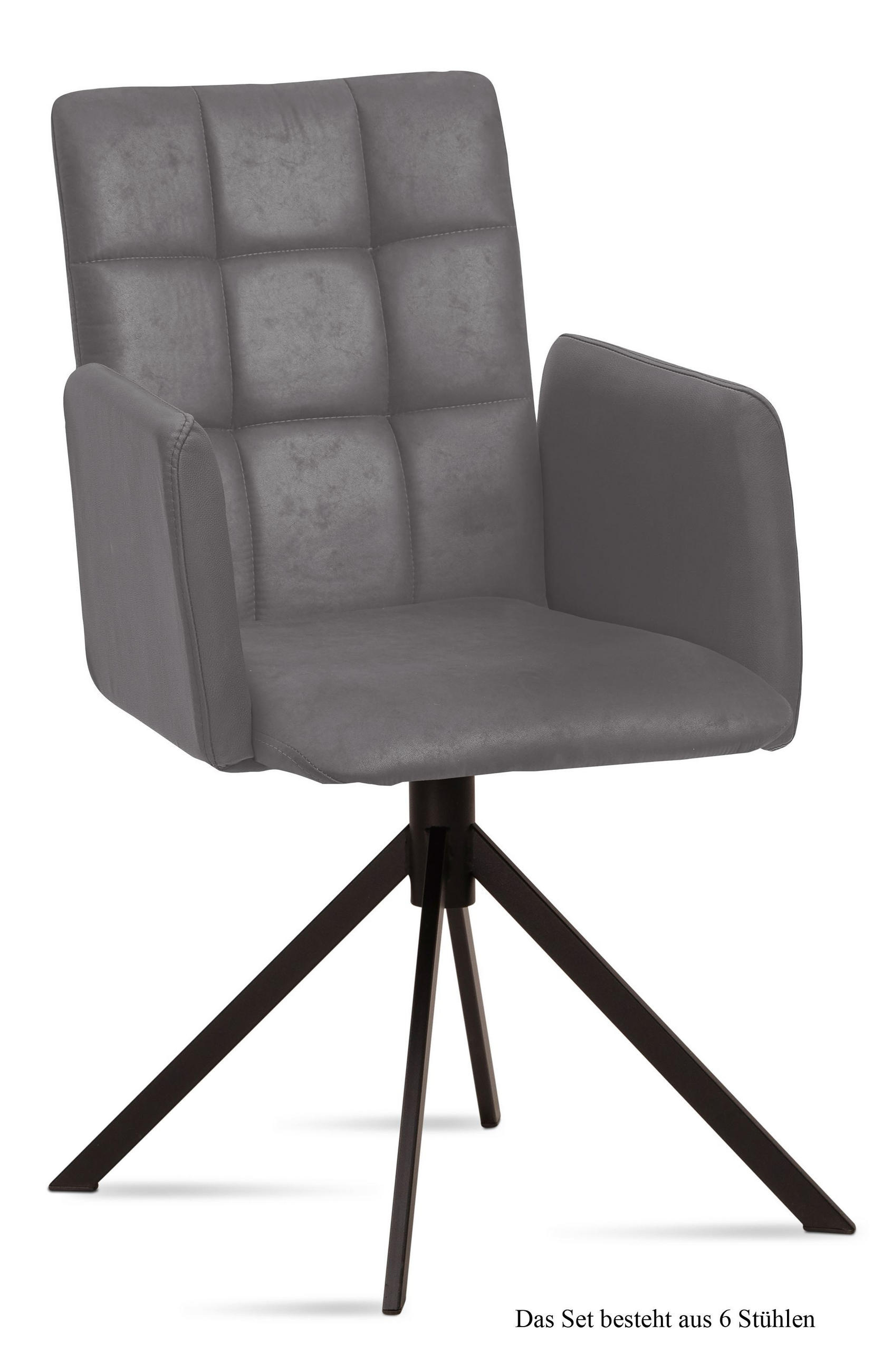 ARMLEHNSTUHL (6er-Set) Drusi 52x91x60 Schwarz/Grau - Schwarz/Grau, Kunststoff (60/91/52cm) - 58aufmkessel