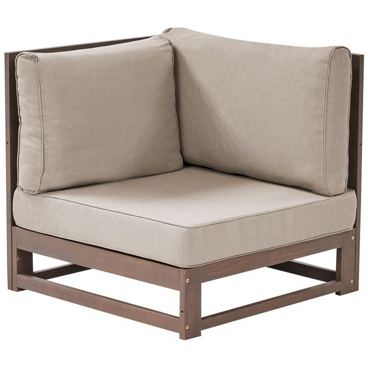 LOUNGE SET 4-Sitzer zertifiziertes Holz dunkelbraun rechtsseitig modular Auflagen taupe Timor II - Dunkelbraun, Holz - Beliani