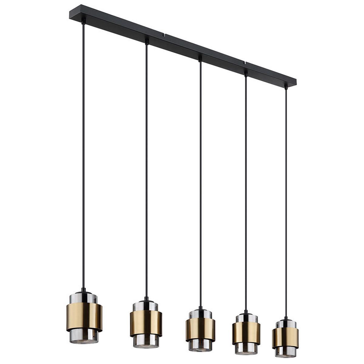 LED HÄNGELEUCHTE Metall Glas Grau 5-flammig - Grau, Glas (105/10/150cm) - Globo Lighting